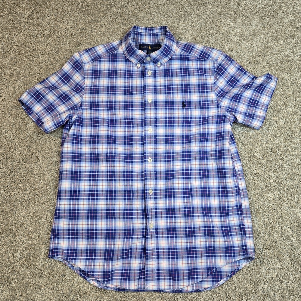 Polo‎ Ralph Lauren Boys L 14‑16 Plaid Short Sleeve Button Down Shirt Multicolor